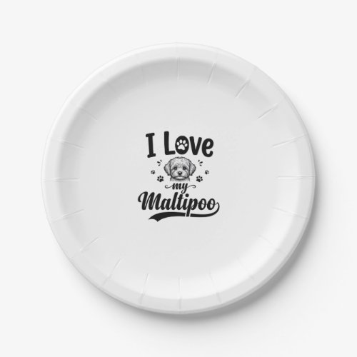 I Love My Maltipoo Vintage Engraving Dog Design_1 Paper Plates