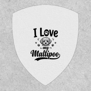 I Love My Maltipoo Vintage Engraving Dog Design_1 Patch