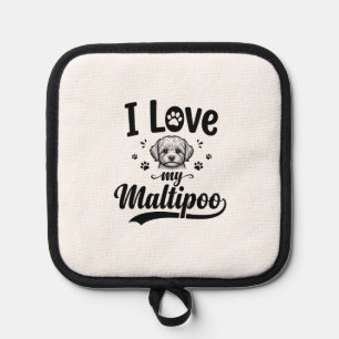I Love My Maltipoo Vintage Engraving Dog Design_1 Pot Holder
