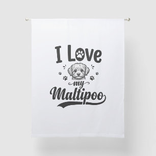 I Love My Maltipoo Vintage Engraving Dog Design_1 Sheer Curtains