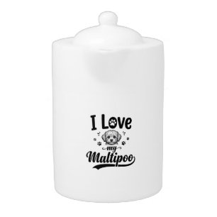 I Love My Maltipoo Vintage Engraving Dog Design_1 Teapot