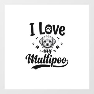 I Love My Maltipoo Vintage Engraving Dog Design_1 Window Cling