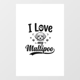 I Love My Maltipoo Vintage Engraving Dog Design_1 Window Cling