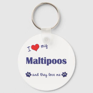 I Love My Maltipoos (Multiple Dogs) Keychain