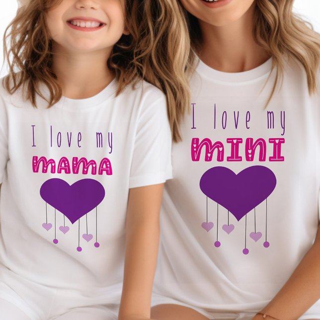 I love my Mama Bright Hearts Matching Mama Mini T-Shirt (Mommy and Me tees with love heart design .. mom and kid shirts sold separately)