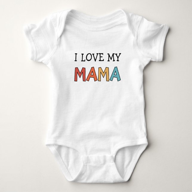 I Love my Mama Retro Cute  Baby Bodysuit (Front)