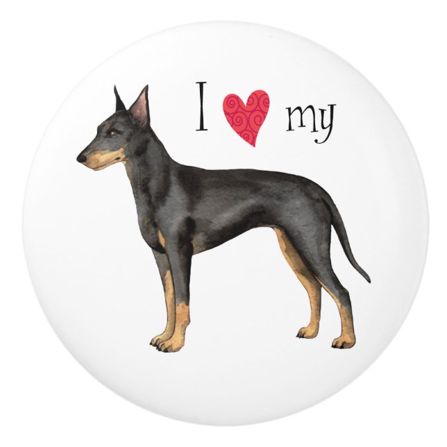I Love my Manchester Terrier Ceramic Knob (Front)
