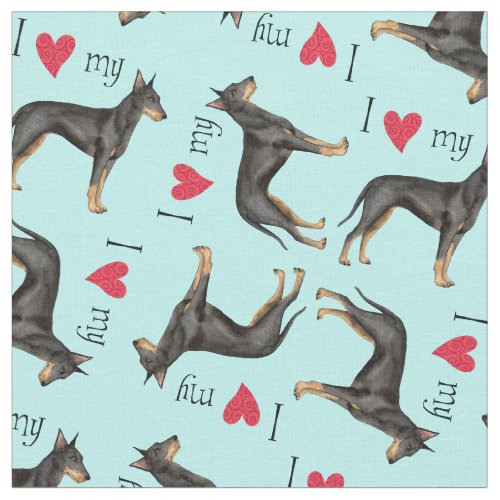 I Love my Manchester Terrier Fabric