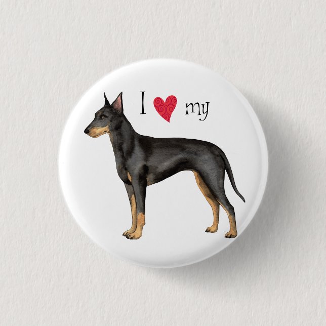I Love my Manchester Terrier Pinback Button (Front)