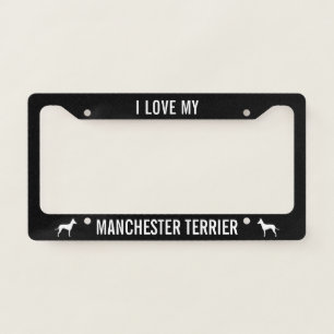 I Love My Manchester Terrier Silhouettes Custom License Plate Frame