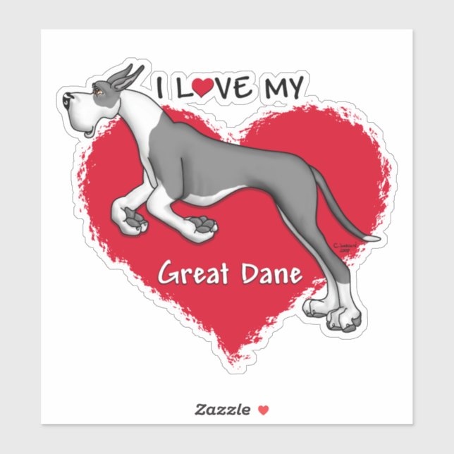 I Love my Mantle Great Dane Sticker (Sheet)