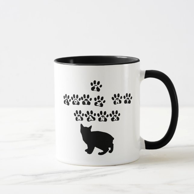 I Love My Manx--Black Text Mug (Right)