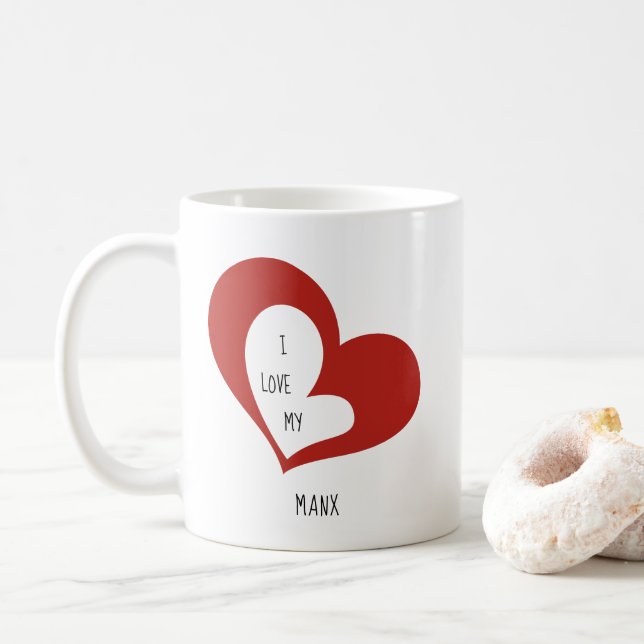 I Love My Manx Cat Coffee Mug (With Donut)