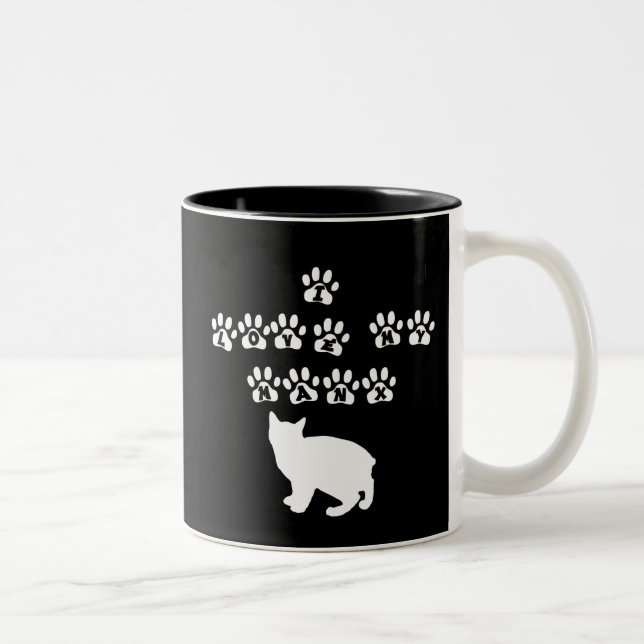 I Love My Manx--White Text Two-Tone Coffee Mug (Right)