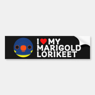 I LOVE MY MARIGOLD LORIKEET BUMPER STICKER