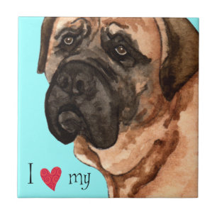 I Love my Mastiff Ceramic Tile