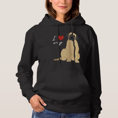 I Love My Mastiff Dog  Raglan Baseball Hoodie