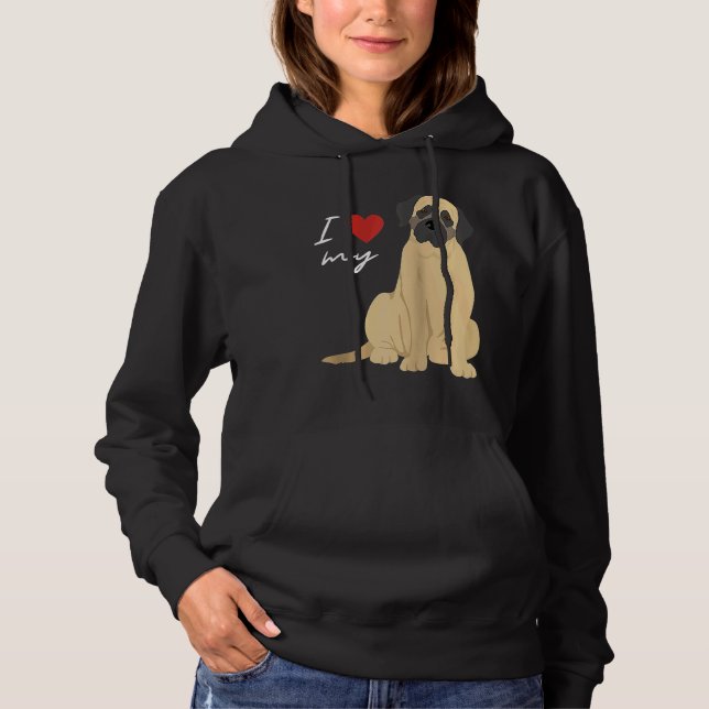 I Love My Mastiff Dog  Raglan Baseball Hoodie (Front)