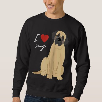 I Love My Mastiff Dog  Raglan Baseball Sweatshirt
