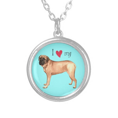 I Love my Mastiff Silver Plated Necklace