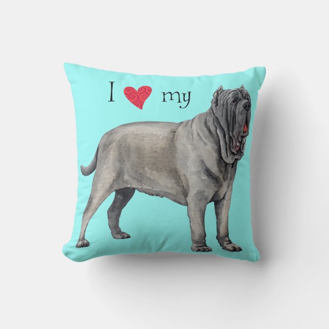 I Love my Mastino Throw Pillow (Front)