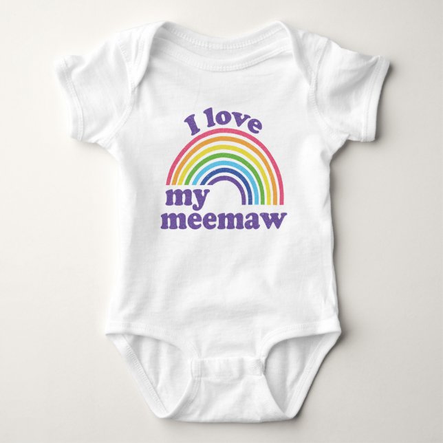 I Love My Meemaw - Cute Rainbow  Baby Bodysuit (Front)