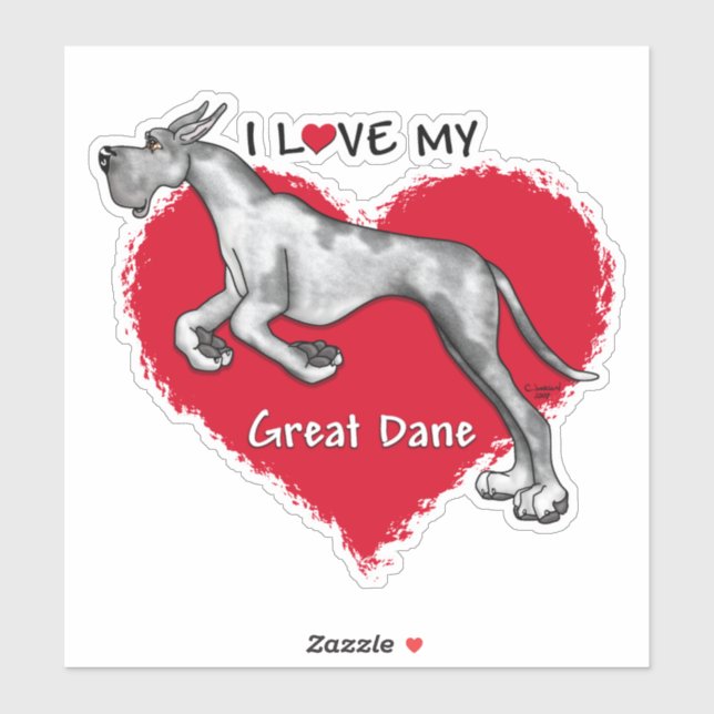 I Love my Merle Great Dane Sticker (Sheet)