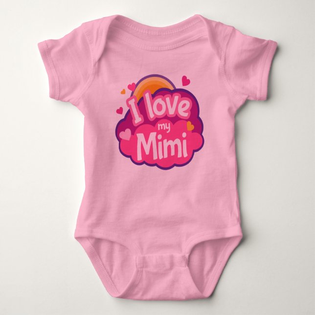 I Love My Mimi Grandma Baby Girl Tutu Tshirt (Front)