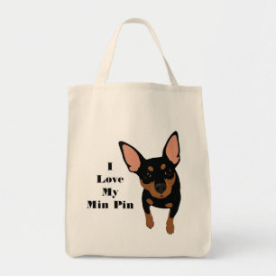 I Love My Min Pin Dog Tote (Black MIN PIN)