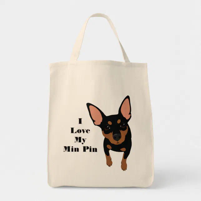 Stuff Min Pin I Love My Min Pin Dog Tote (Black MIN PIN) Bag | Zazzle