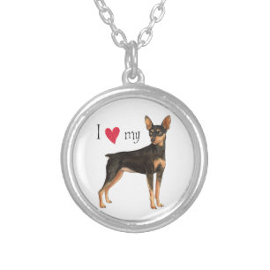I Love my Min Pin Silver Plated Necklace