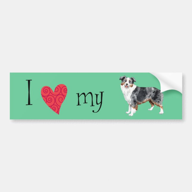 I Love my Mini American Shepherd Bumper Sticker (Front)