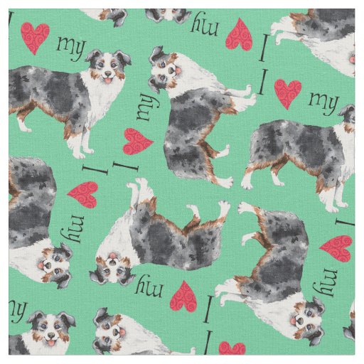 I Love my Mini American Shepherd Fabric