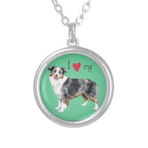 I Love my Mini American Shepherd Silver Plated Necklace