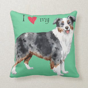 I Love my Mini American Shepherd Throw Pillow