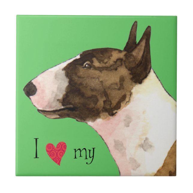 I Love my Mini Bull Terrier Ceramic Tile (Front)