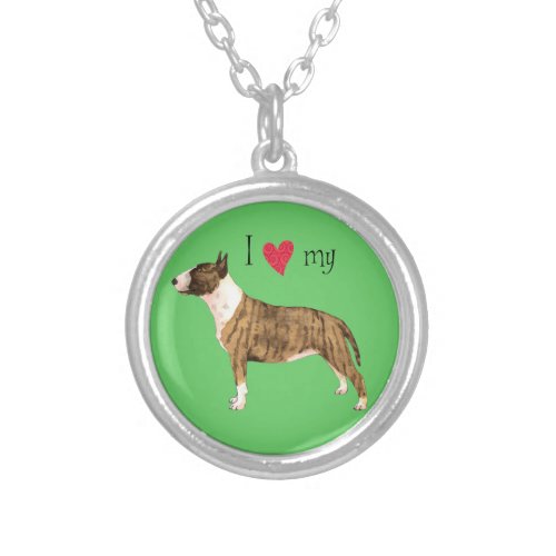 I Love my Mini Bull Terrier Silver Plated Necklace