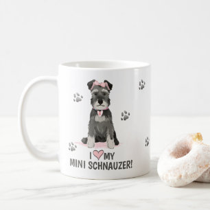 I Love My Mini Schnauzer Pink Coffee Mug