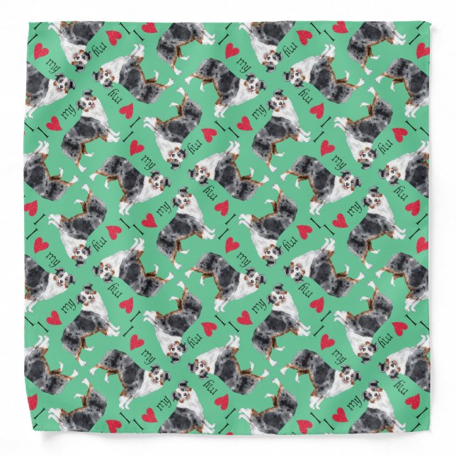 I Love my Miniature American Shepherd Bandana (Front)
