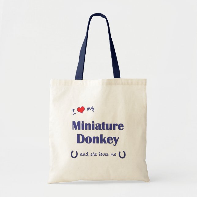 I Love My Miniature Donkey (Female Donkey) Tote Bag (Front)