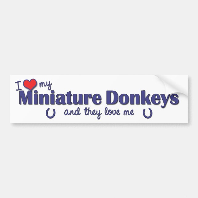 I Love My Miniature Donkeys (Multiple Donkeys) Bumper Sticker (Front)