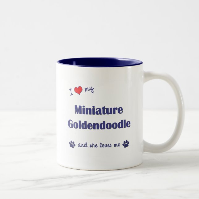 I Love My Miniature Goldendoodle (Female Dog) Two-Tone Coffee Mug (Right)