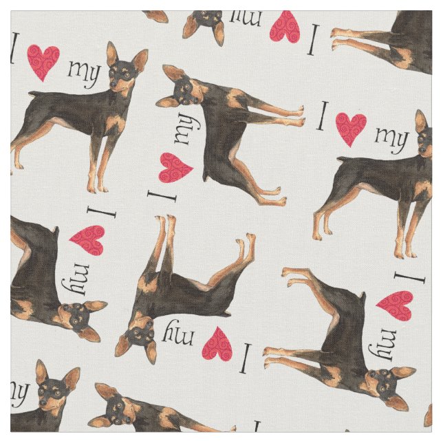 I Love my Miniature Pinscher Fabric (Close Up)