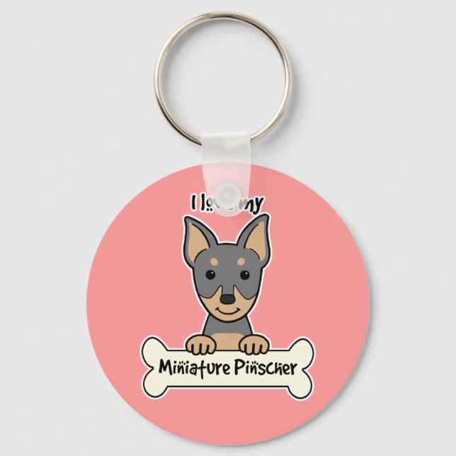I Love My Miniature Pinscher Keychain (Front)