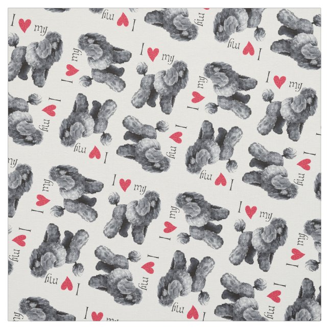 I Love my Miniature Poodle Fabric (Swatch)