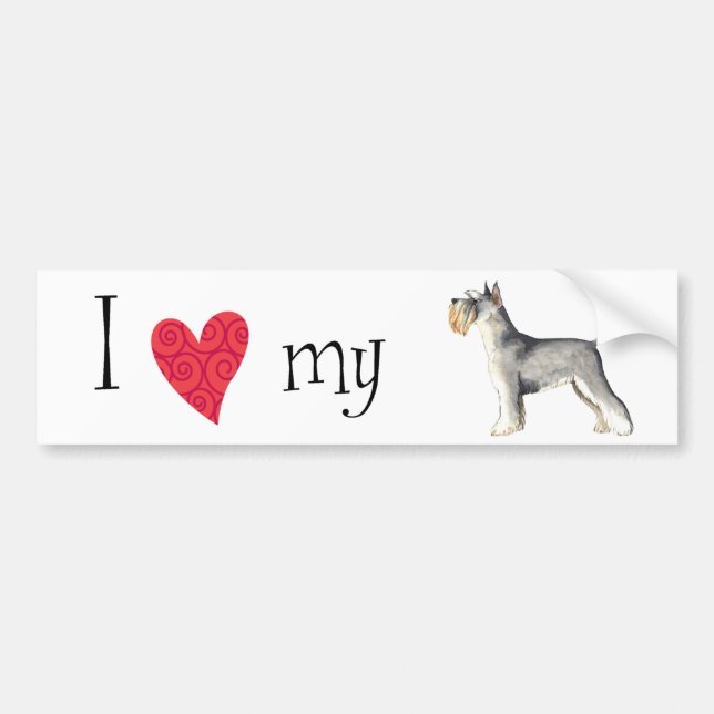 I Love my Miniature Schnauzer Bumper Sticker (Front)
