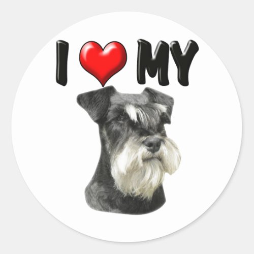 I Love My Miniature Schnauzer Classic Round Sticker