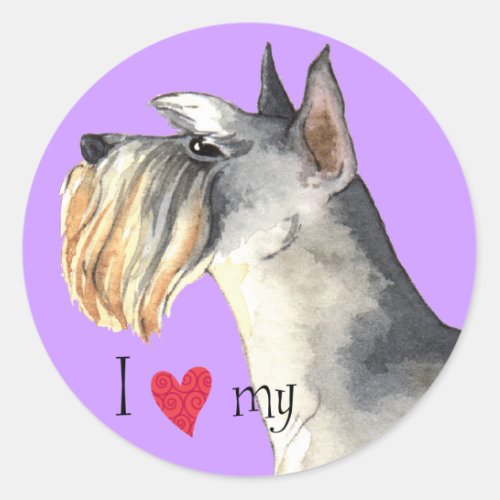 I Love my Miniature Schnauzer Classic Round Sticker