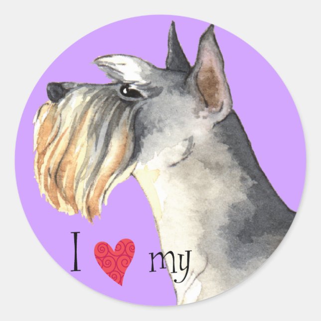 I Love my Miniature Schnauzer Classic Round Sticker (Front)