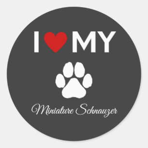 I love my Miniature Schnauzer dog custom text Classic Round Sticker